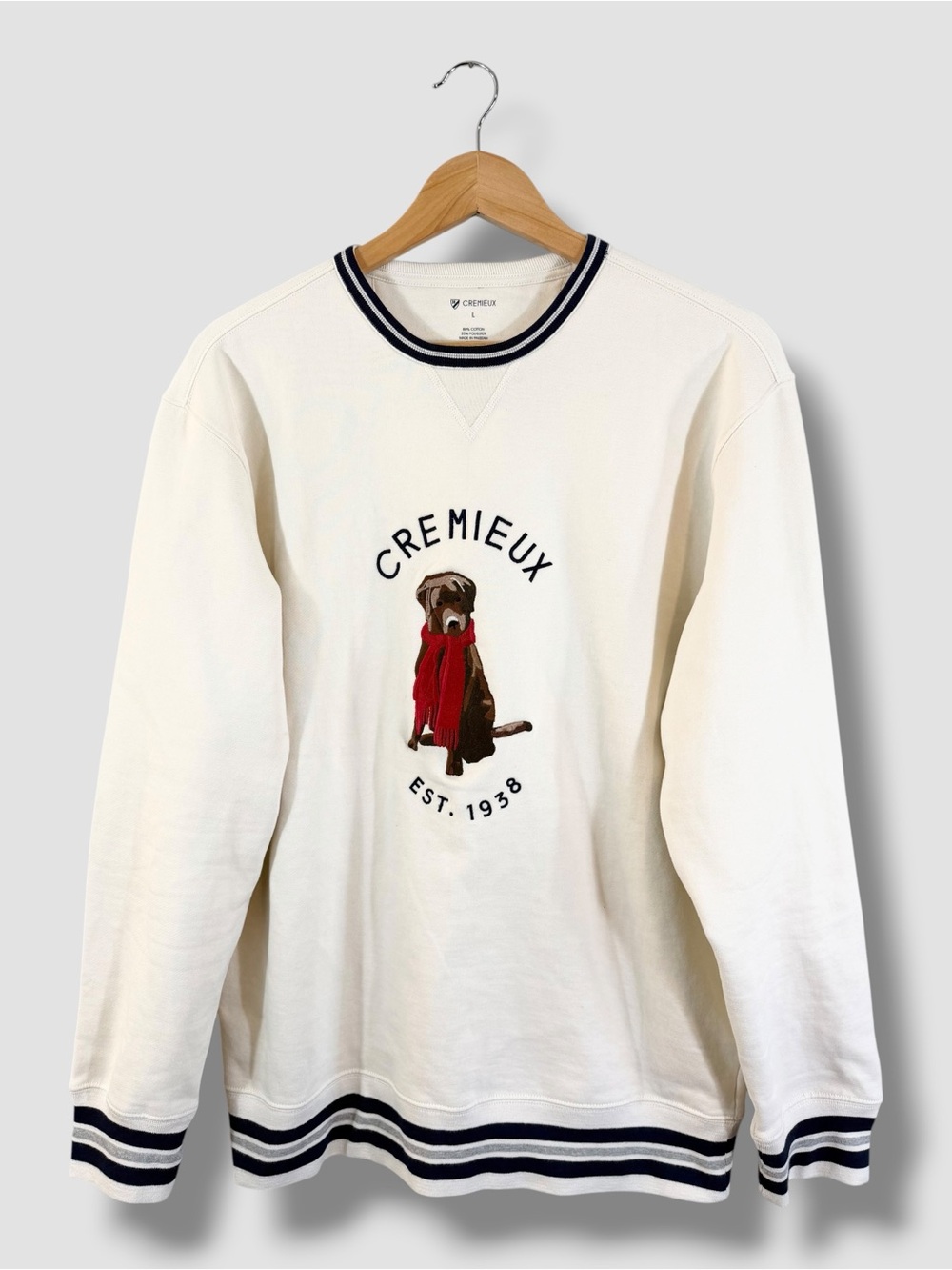 Cremieux Crewneck Sweatshirt Size L Embroidered Dog Preppy Nautical Coastal